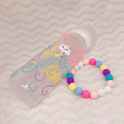 Pastel Rainbow Swirly Clouds BP Seconds Set (Adult Bottle and Teether Bracelet)