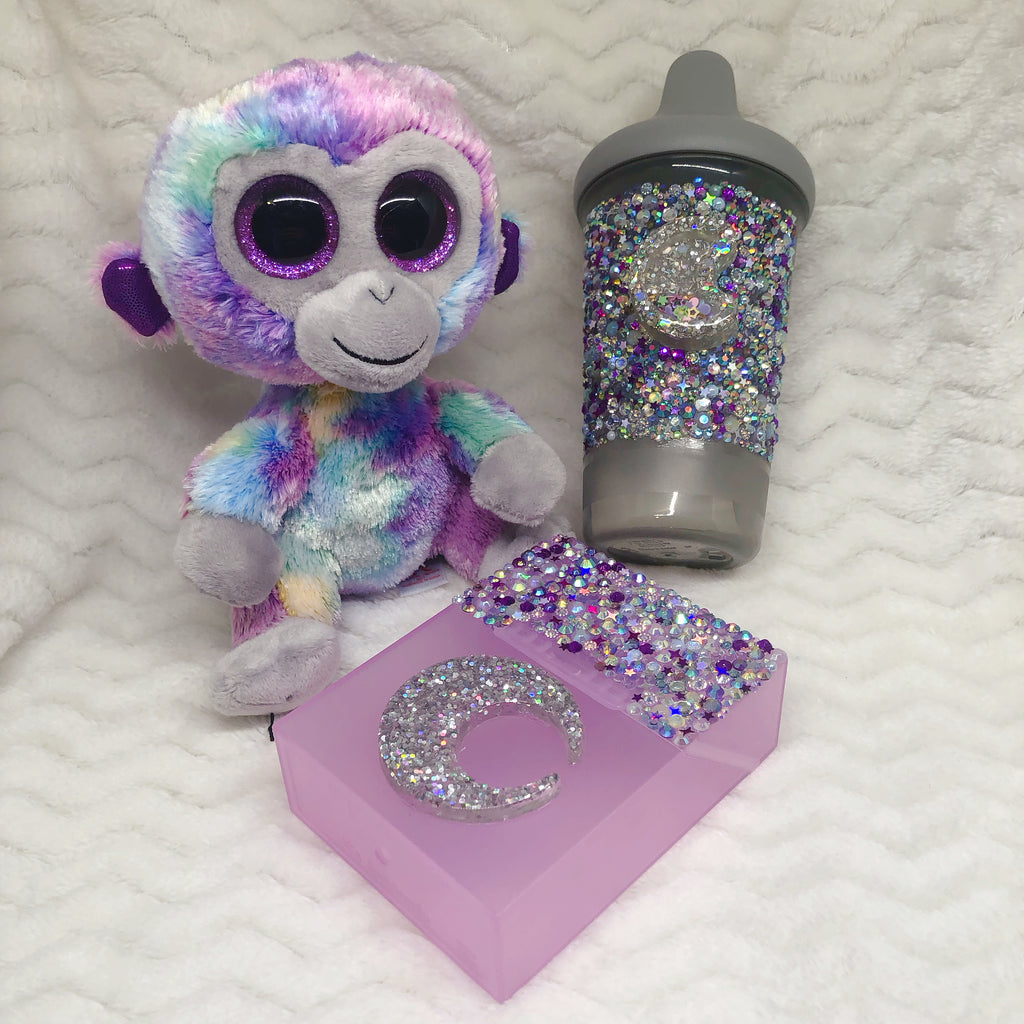Witchy Moon Monkey Set (BP Deco Sippy, Crayon Box, and Monkey Stuffie)