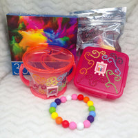 Rainbow Swirl Clouds Little Activity BP Seconds Set (Snack Holder, Storage Box, Teether Bracelet, 300 pc Puzzle, Bath Bomb)