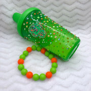 Green and Orange Monster BP Seconds Set (Sippy and Teether Bracelet)