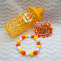 Candy Corn Cutie Puppy Paw BP Seconds Set (Sippy, Teether Bracelet, and Paci)