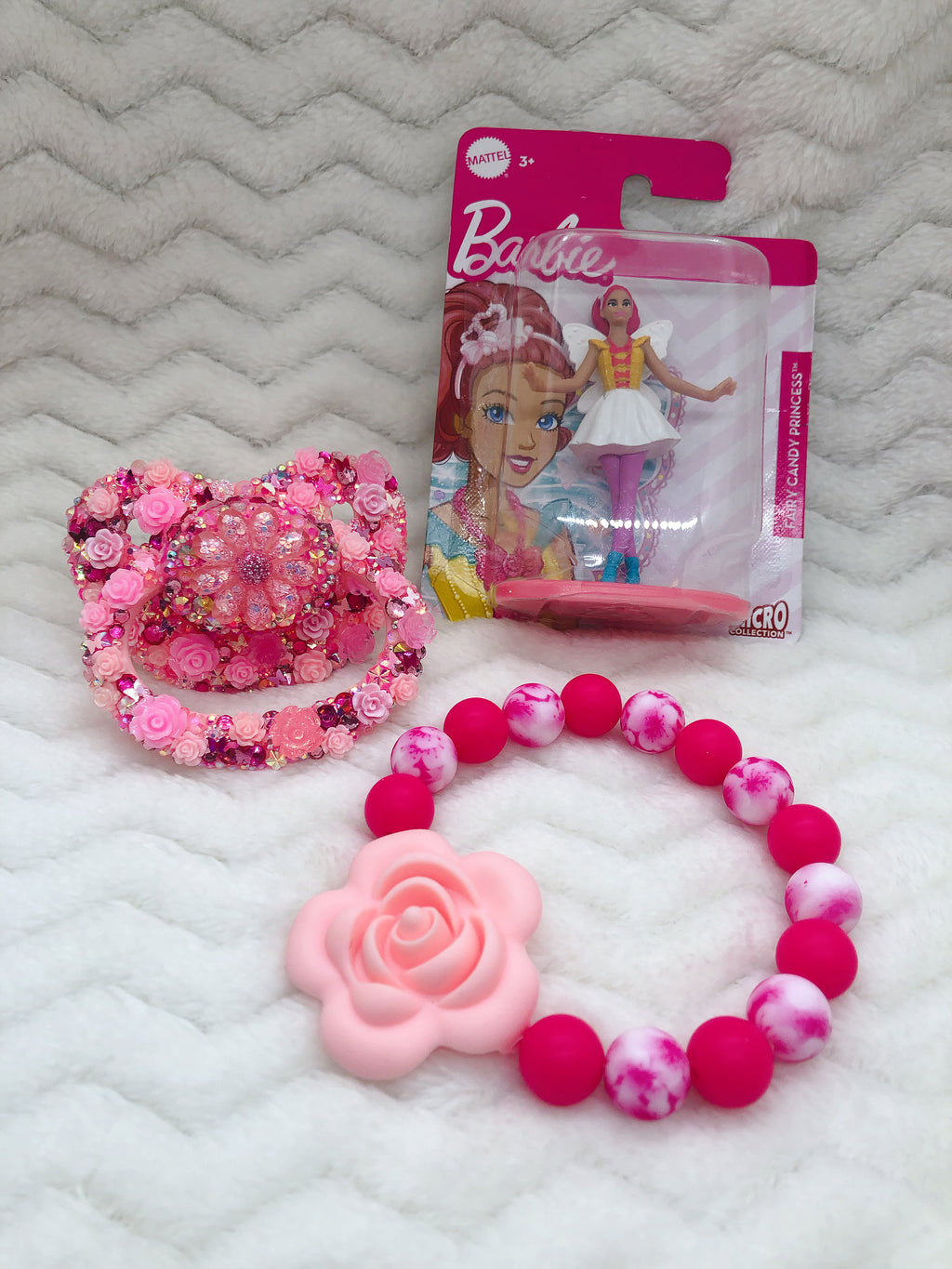 Barbie Pink Butterfly Fairy Garden Set (BP Paci, Toy, and Teether Bracelet)