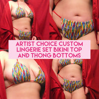 Artist Choice Lingerie Set (Bikini Bra Top, Thong Tie Bottoms)