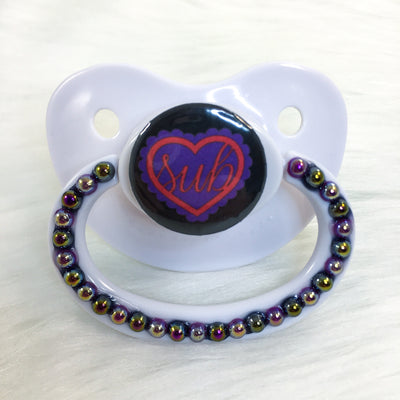 Sub Ruffle Heart Purple/Red PM Paci (Custom Options Blank to Full Deco)