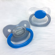 Grey Skies (Gray, Silver Glitter, Blue) Color Mix Plain Adult Paci