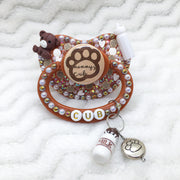 Mommy’s Cub Paw Brown PM Paci (Custom Options Blank to Full Deco)
