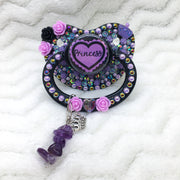 Princess Ruffle Heart Black/Purple PM Paci (Custom Options Blank to Full Deco)