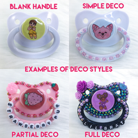 Prince Ruffle Heart Black/Pink PM Paci (Custom Options Blank to Full Deco)