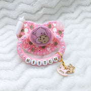 Pink Cookie Kitten Pink Background PM Paci (Custom Options Blank to Full Deco)