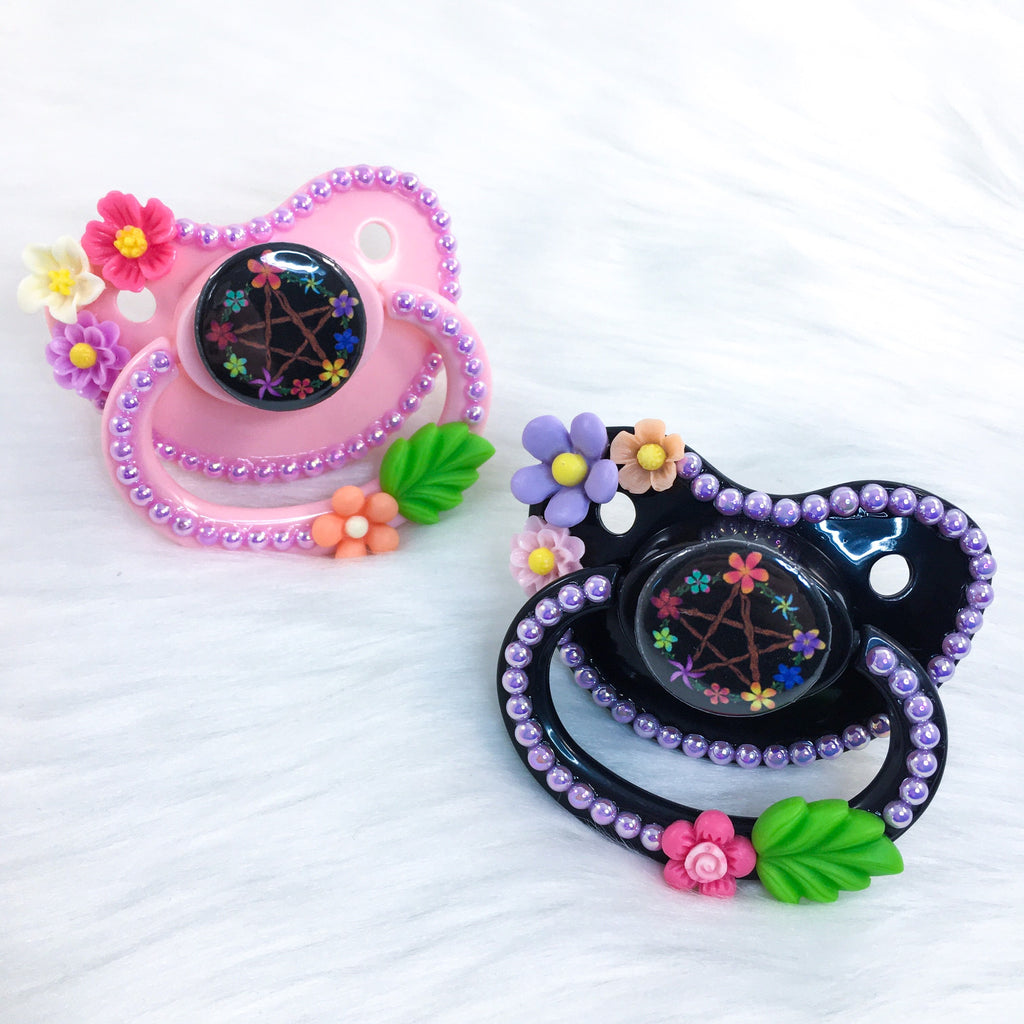Floral Pentacle Black PM Paci (Custom Options Blank to Full Deco)