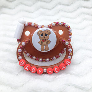 Red Bow Baby Teddy Bear PM Paci (Custom Options Blank to Full Deco)