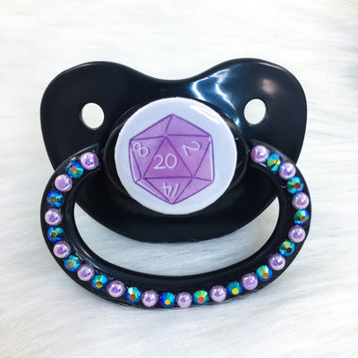 Purple D20 Dice White Background PM Paci (Custom Options Blank to Full Deco)