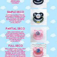 Chronically Cute Text Pastel Outline PM Paci (Custom Options Blank to Full Deco)
