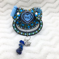 Brat Ruffle Heart Black/Blue PM Paci (Custom Options Blank to Full Deco)