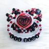 Sub Ruffle Heart Black/Red PM Paci (Custom Options Blank to Full Deco)