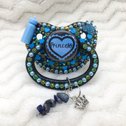 Princess Ruffle Heart Black/Blue PM Paci (Custom Options Blank to Full Deco)
