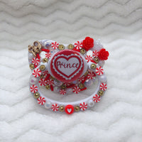 Prince Ruffle Heart Red/White PM Paci (Custom Options Blank to Full Deco)