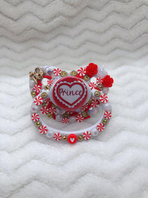 Prince Ruffle Heart Red/White PM Paci (Custom Options Blank to Full Deco)