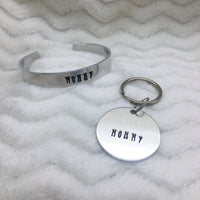 Daddy/Mommy Cuff Bracelet and Keychain Gift Set
