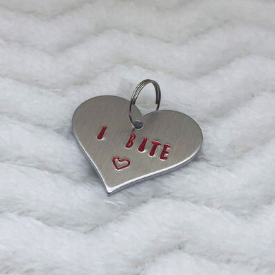I Bite Heart Collar Tag or Bracelet/Paddle Charm