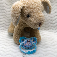 Blue Puppy Set (PM Paci with Charm and Stuffie Rattle)