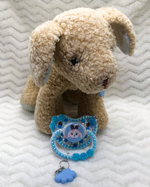 Blue Puppy Set (PM Paci with Charm and Stuffie Rattle)