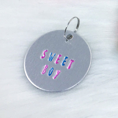Cotton Candy Sweet Boy Collar Tag or Bracelet Charm