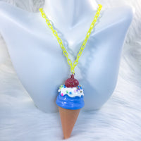 Blue and Yellow Ice Cream Bubble SP Necklace