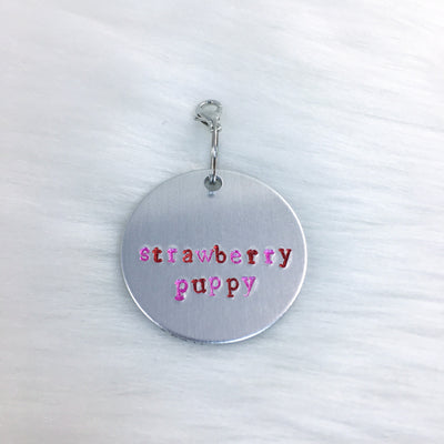Strawberry Puppy Collar Tag or Bracelet Charm