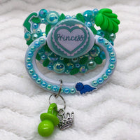 Princess Ruffle Heart Green/White PM Paci (Custom Options Blank to Full Deco)