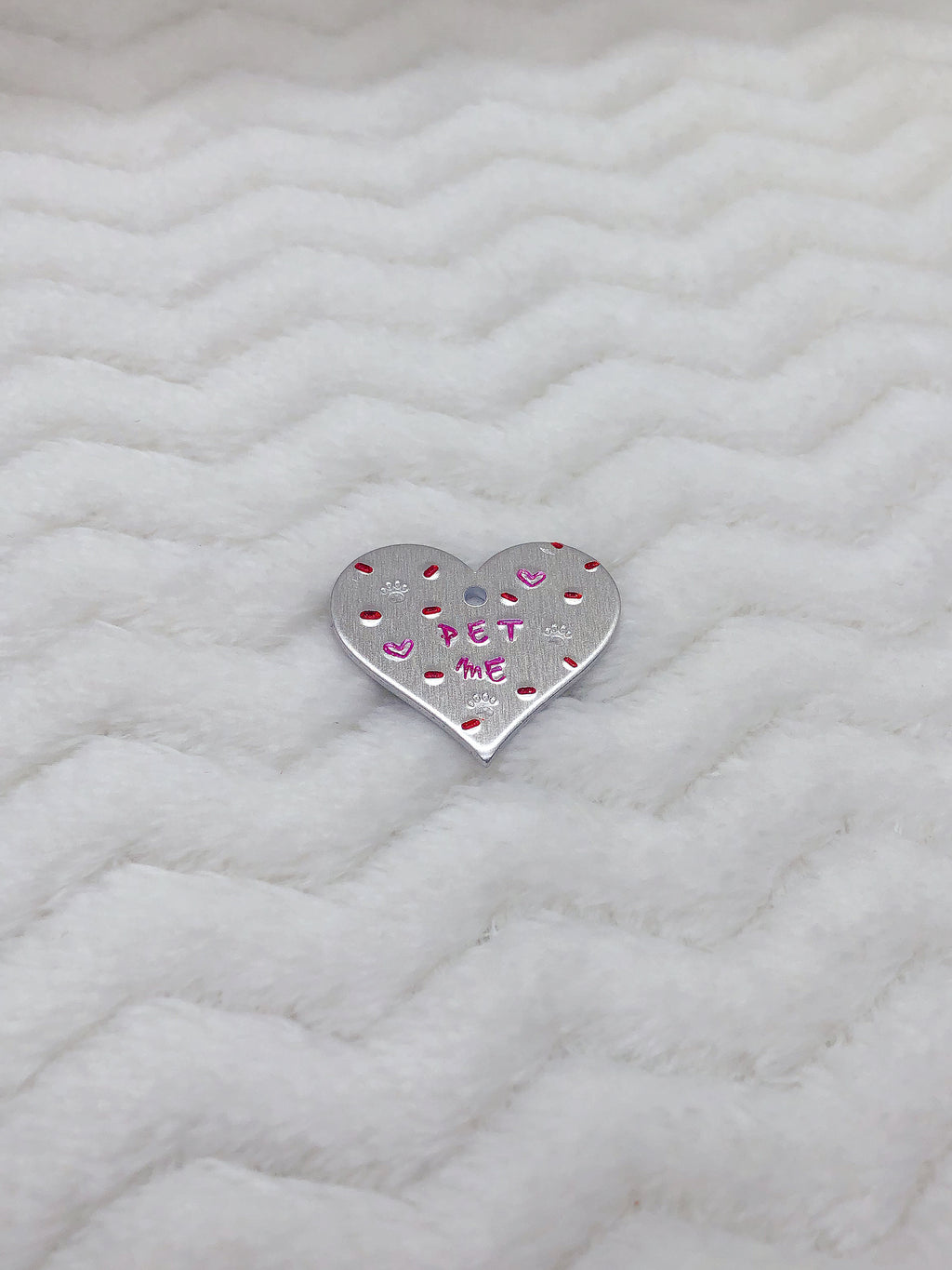 Customizable Sprinkle Stamped Pet Me Collar Tag or Bracelet/Paddle Charm