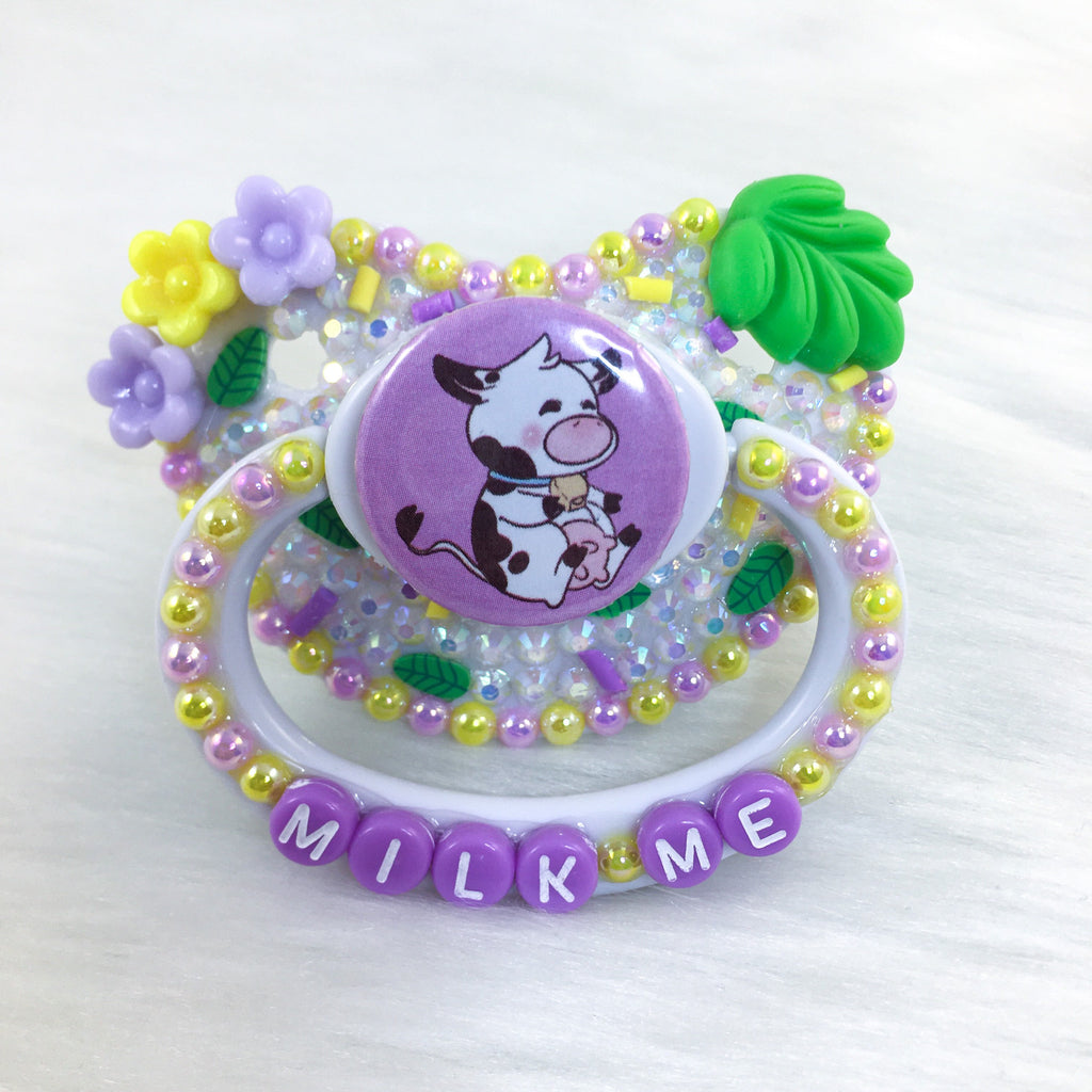 Lavender Baby Cow PM Paci (Custom Options Blank to Full Deco)