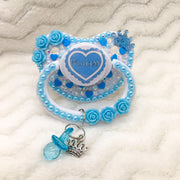 Princess Ruffle Heart White/Blue PM Paci (Custom Options Blank to Full Deco)