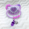 Princess Ruffle Heart White/Purple PM Paci (Custom Options Blank to Full Deco)