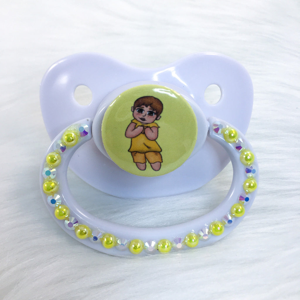 Yellow Chibi Enby Baby PM Paci (Custom Options Blank to Full Deco)