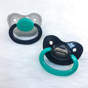 Dragon Scales (Glossy Black, Teal, Black) Color Mix Plain Adult Paci