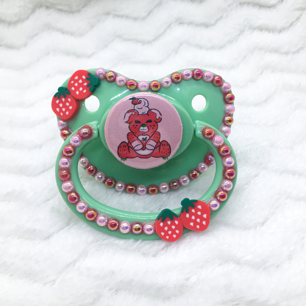 Bright Strawberry Bear PM Paci (Custom Options Blank to Full Deco)