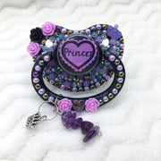 Princex Ruffle Heart Black/Purple PM Paci (Custom Options Blank to Full Deco)