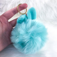 Teal Bunny Puff Keychain HC Toybox