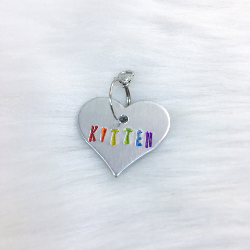 Rainbow Kitten Collar Tag or Bracelet Charm