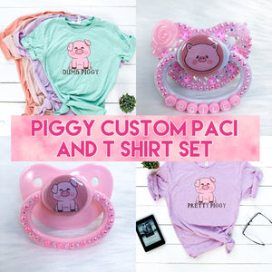 Lil Piggy Set (Custom Exclusive Art Paci and T Shirt)