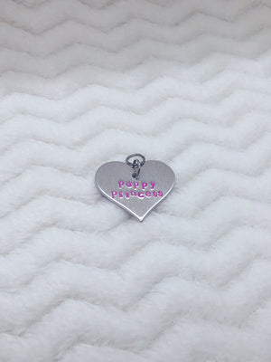 Puppy Princess/Prince/Princex Pink Heart Collar Tag or Bracelet Charm